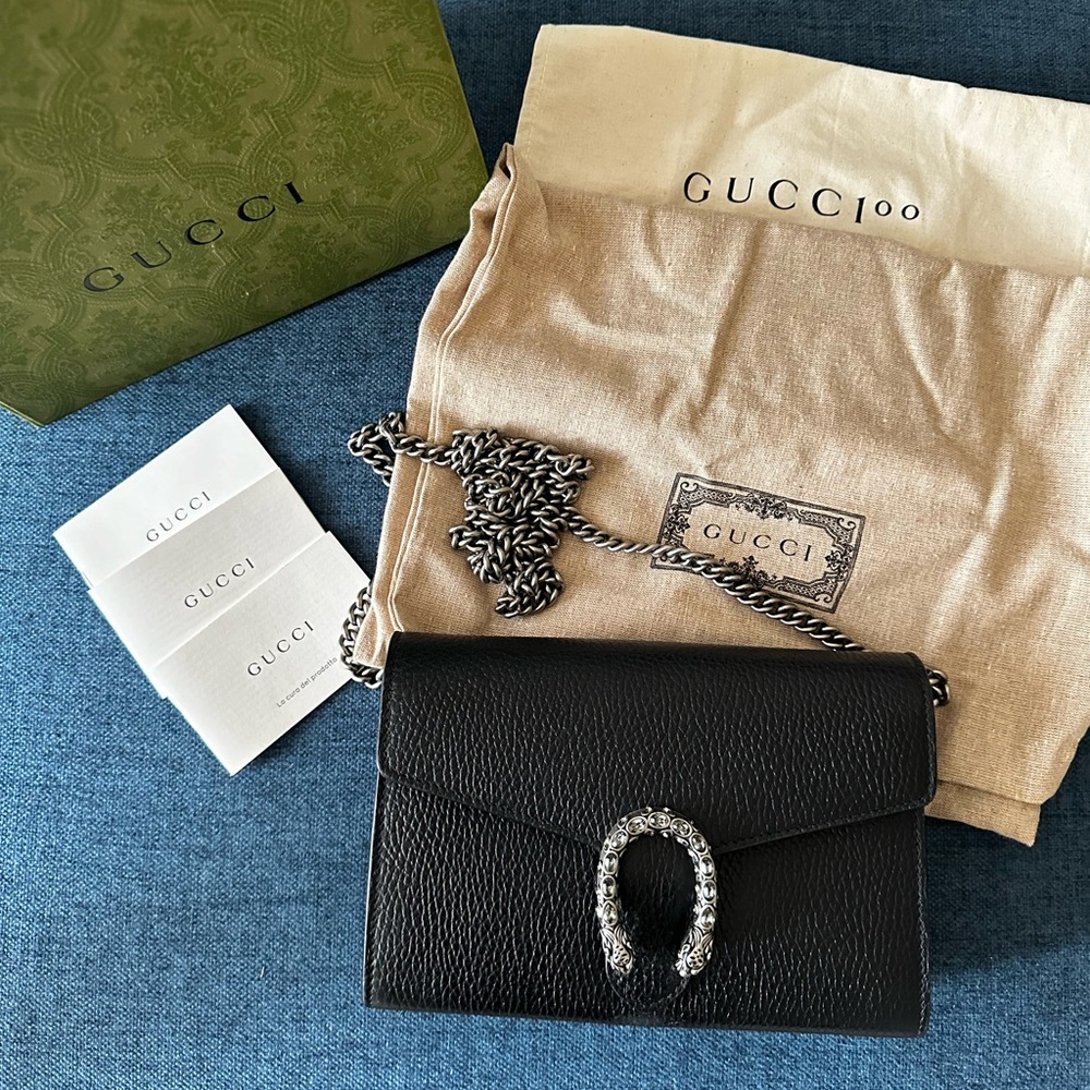 Gucci DIONYSUS MINI LEATHER CHAIN WALLET